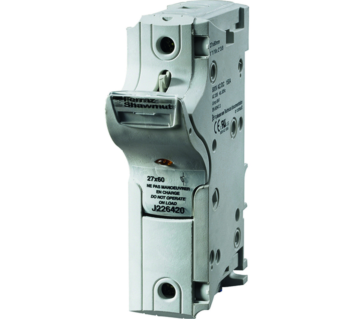 J226420 - modular fuse holder, UL, 1P, 27x60, DIN rail mounting, with indicator, IP20